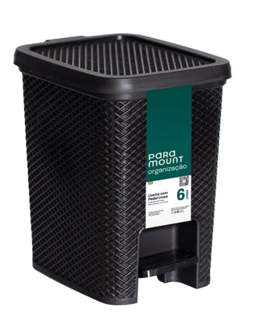CESTO PAPELERA-RESIDUOS CON PEDAL  6 L NEGRA (2024)