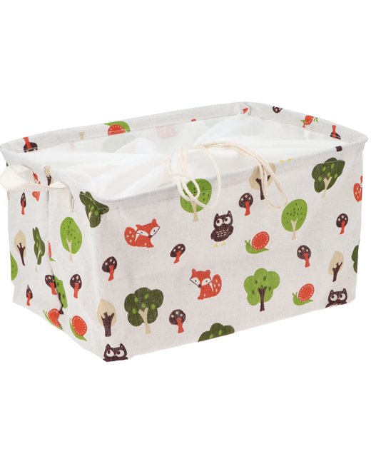 Caja con Búhos y Árboles de Tela (220105)