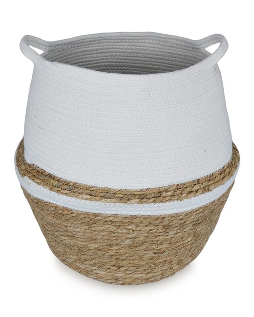 cesto redondo seagrass y algodon (227244)
