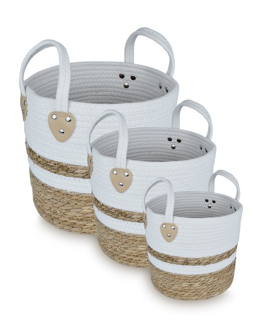 CESTO EN SEAGRASS Y ALGODON SET X 3 (227245)