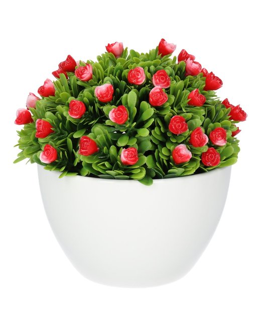florcitas rojas en maceta de cerámica (740047)