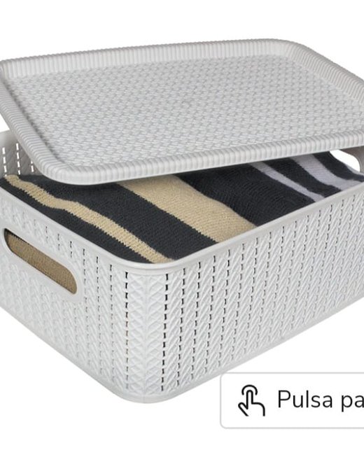 CAJA 12,5LTS SIMIL RATTAN CON TAPA - BLANCO (OR2402)