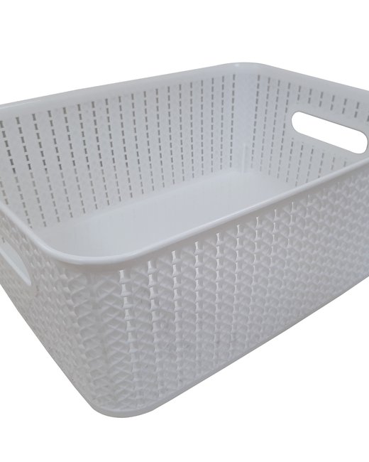 CAJA 12,5LTS SIMIL RATTAN SIN TAPA - BLANCO (OR2502)