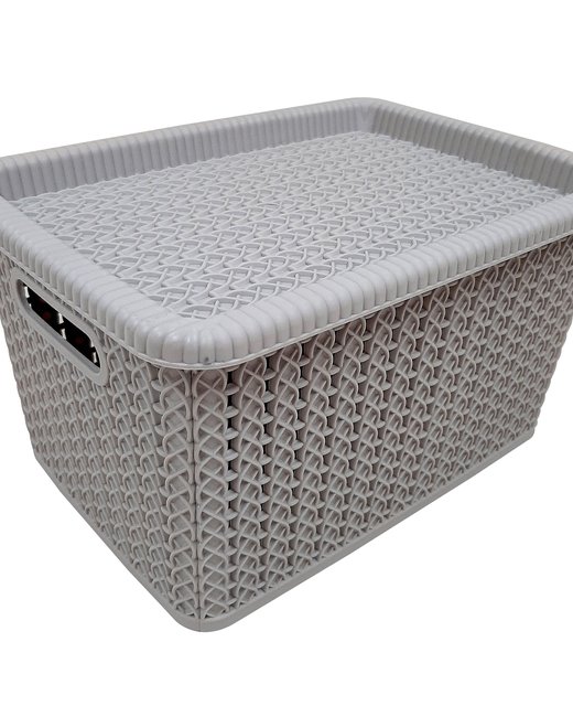 CAJA 5 LTS SIMIL RATTAN CON TAPA GRIS (OR2605)