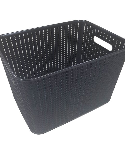 CAJA 20 LTS SIMIL RATTAN SIN TAPA NEGRO (OR2803)