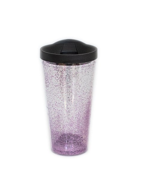 VASO CON TAPA Y GLITTER ROSADO (COP2503)